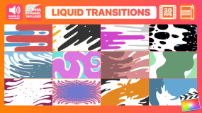 FCPX插件：12个二维卡通手绘流体MG动画转场过渡+音效 Liquid Motion Transitions