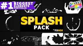 FCPX插件-10个二维手绘卡通水波水滴流体MG动画元素 Splash Elements