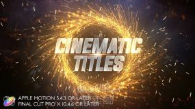 FCPX+Motion模板-电影预告标题文字光粒子背景效果