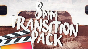 FCPX转场插件-26个4K复古8毫米胶片刮痕炫光过渡+20个转场音效 8mm Transition Pack