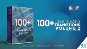 FCPX插件-100种专业镜头漏光闪烁光效转场动画 V2