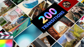 FCPX转场插件-200种缩放画面失真手绘旋转光漏炫光3D翻转艺术笔触漫画效果平移文字转场Transition Pop