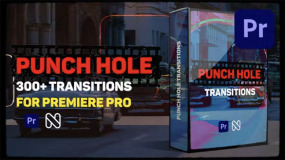 PR模板-350多种圆孔多彩故障干扰覆盖污迹转场过渡Punch Hole Transitions for Premiere Pro