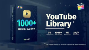 FCPX插件-1000多组社交媒体油管标题文字动画转场过渡包YouTube Library