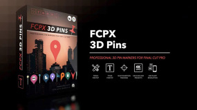 FCPX插件-68种可3D空间跟踪3D材质质感位置标记图标图钉动画
